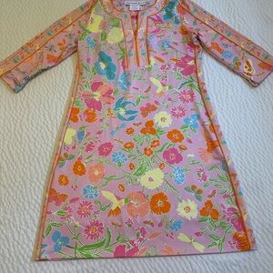 Gretchen Scott Designs Pink and Orange Floral Dress